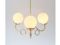3 Fluted Arms With White Glass Globes Pendant