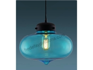 Mavi Camlı Bombeli Metal Sarkıt