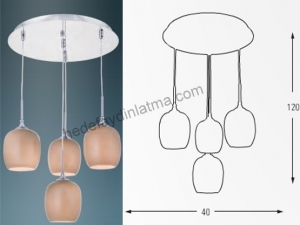 4'lü Opal Camlı Avize