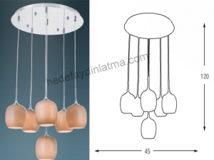 6'lı Opal Camlı Avize