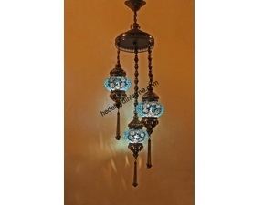 Mozaik Üçlü Mavi Sarkıt