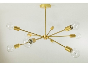 9 Socket Mid-Century Brass Sputnik