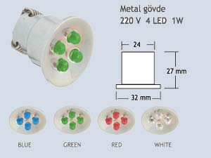 Merdiven LED Yildiz Spot-220V 4 LED 1W