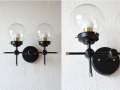 Wall Sconce Black and Gold Brass 2 Globe Modern