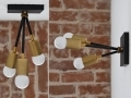 Matte Black and Gold Raw Brass Modern Sconce 3 Arm Bulb