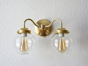 Gold Brass Wall Sconce Double 