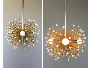 3-Bulb White Beaded Urchin Pendant Lighting