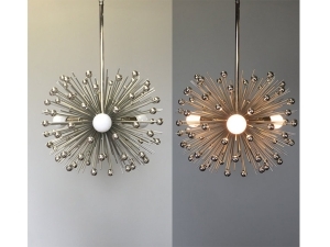 3-Bulb Silver Beaded Urchin Pendant Lighting