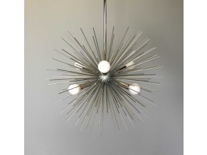 6-Bulb Silver Urchin Sphere Chandelier Lighting