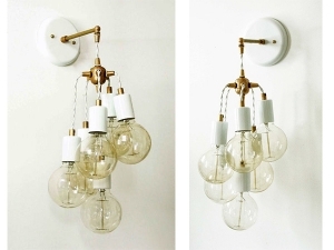 Wall Cluster Sconce Brass White Fixture Sconce 