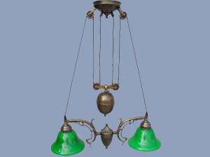 2-Elevator with Green Chandelier