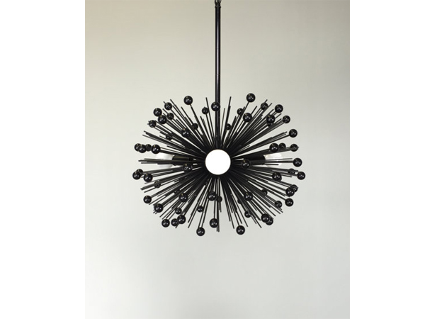 3-Bulb Black Beaded Urchin Pendant Lighting