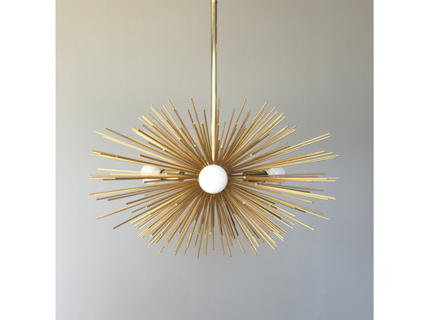 3-Bulb Gold Mini Urchin Chandelier Lighting