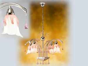 4\'lü Pembe Kristalli Avize