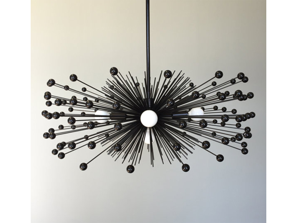 5-Bulb Black Beaded Urchin Chandelier Lighting