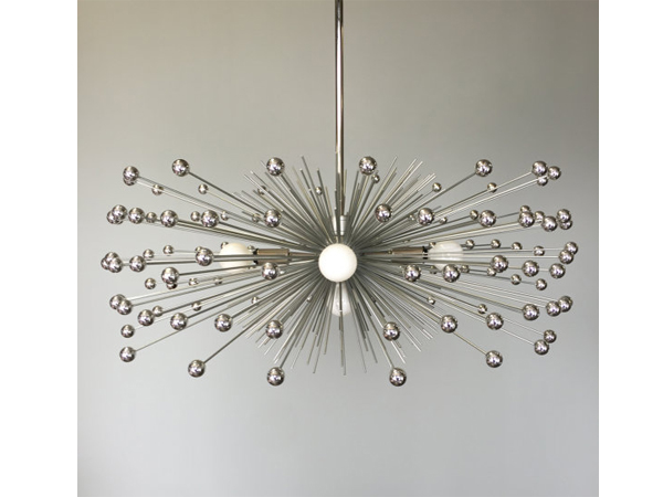 5-Bulb Silver Beaded Urchin Chandelier Lighting