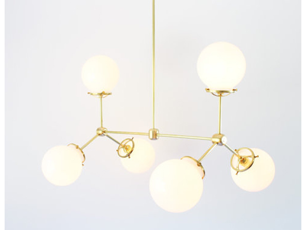 6 White Glass Globes Pendant