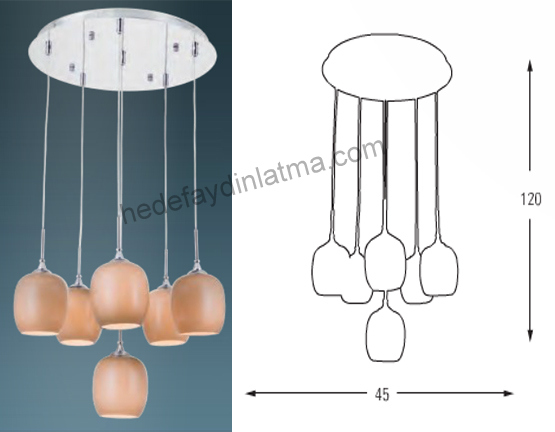 6'lı Opal Camlı Avize