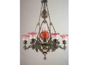 6 Black Burgundy Gas Lamp Ceramic Chandelier