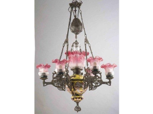 6 Black Pink Gas Lamp Ceramic Chandelier