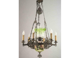 6 Black Green Gas Lamp Ceramic Chandelier