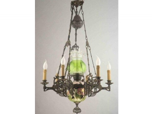 6 Black Green Gas Lamp Ceramic Chandelier