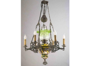 6 Black Green Gas Lamp Ceramic Chandelier