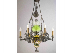6 Black Green Gas Lamp Ceramic Chandelier