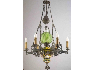 6 Black Green Gas Lamp Ceramic Chandelier