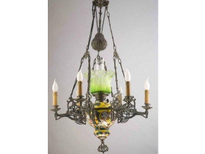 6 Black Green Gas Lamp Ceramic Chandelier