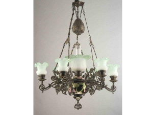 6 Black Green Gas Lamp Ceramic Chandelier