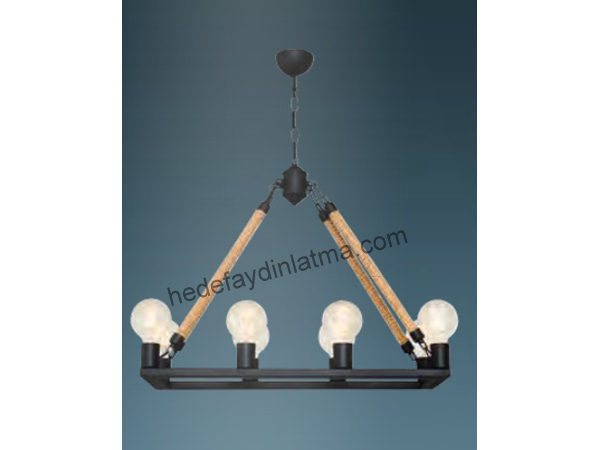 8'li Metal Dekoratif Halatlı Avize 