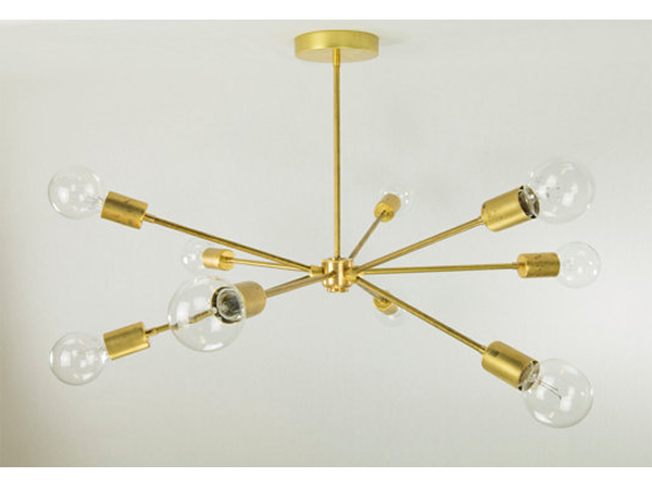 9 Socket Mid-Century Brass Sputnik