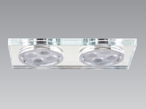 Mirror Square Glass Flush Mount Double Spot