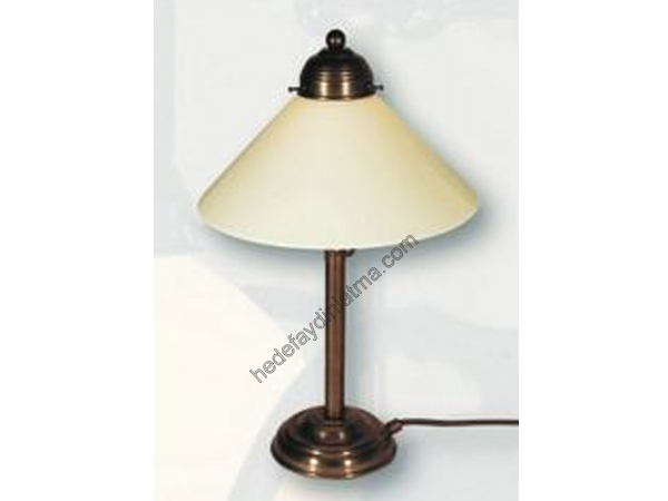 Bronz Huni Camlı Klasik Masa Lambası