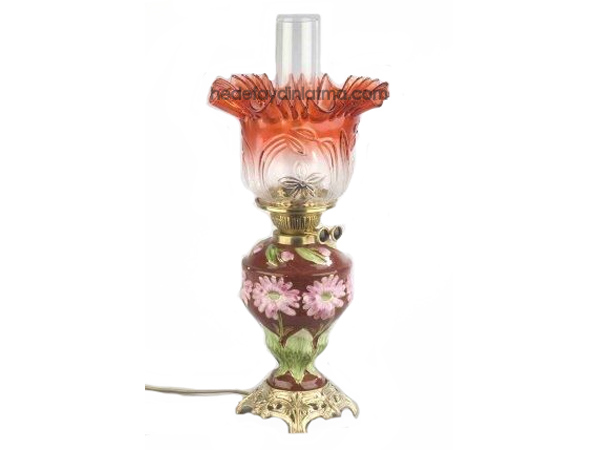 Big Antique Red Table Lamp