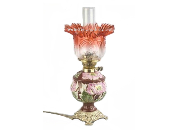 Small Antique Red Table Lamp