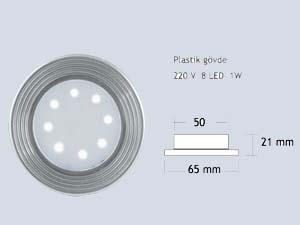 LED Mobil Spot - 220V 8 LED 1W