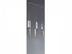 Mazbon Glass-Patterned Triple Long Chrome Pendant