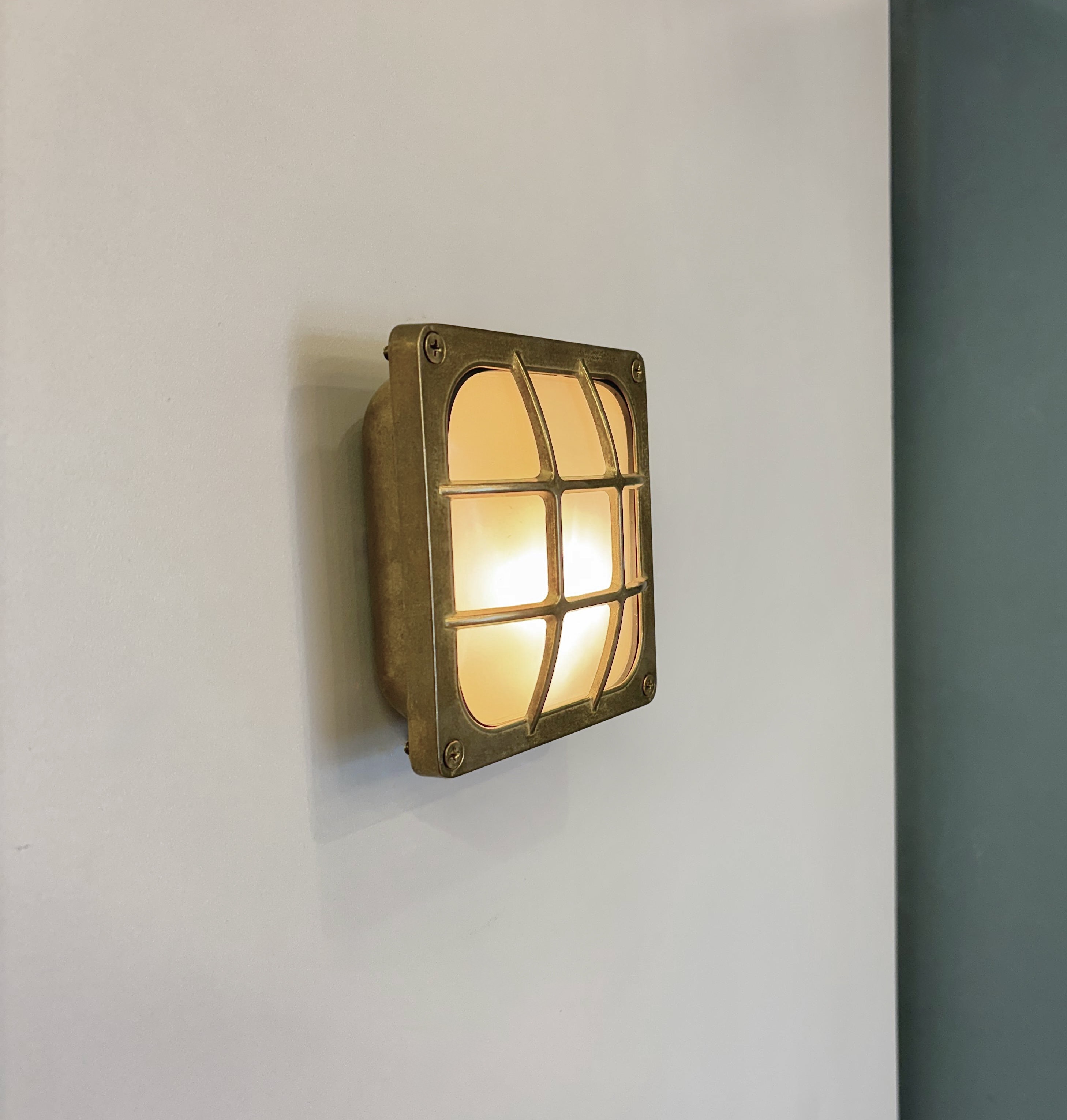 Menfi Art Deco Inspired Brass Wall Light with Glass