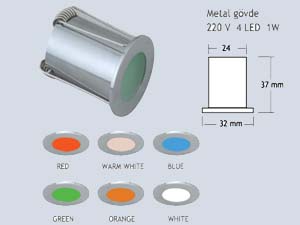 Merdiven LED Yildiz Spot-220V 4 LED 1W