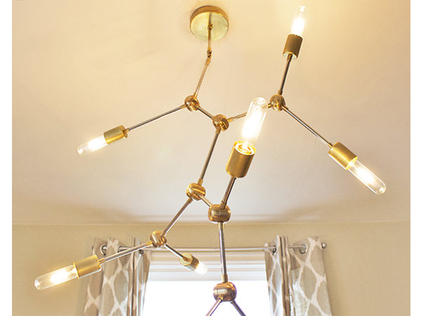 Modern Brass Branching Chandelier