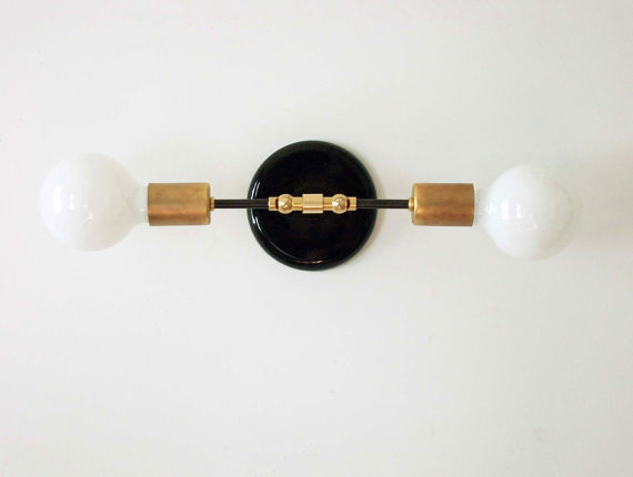 Modern Double Wall Brass Sconce 