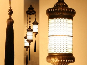 Ottoman 3'lu Glass Pendant