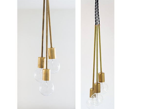 Triple Hanging Brass Bubble Light