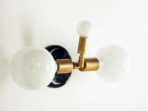 Wall Sconce Black Brass Triple Fixture Modern Sconce