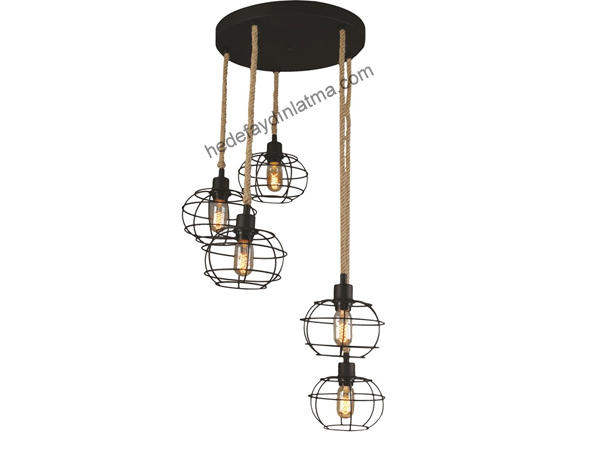 Zara 5'lü Round Rope Chandelier